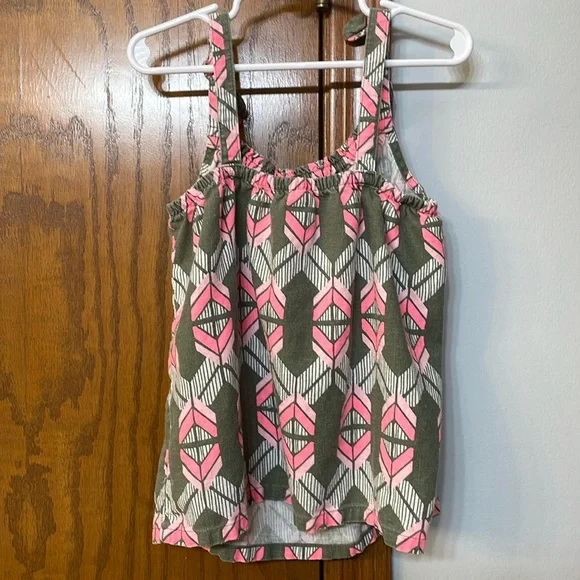 CARTERS UGC Girls Size 6 Pink Green Geometric Tank Top Bow detail - Picture 8 of 9